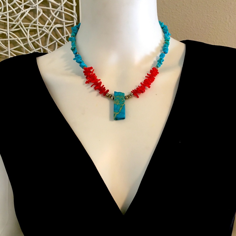 Red Coral and Sea Jasper Necklace